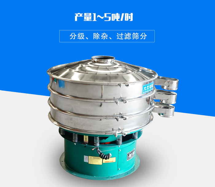 旋振篩可用于處理粉末、顆粒、液體,產量可達5噸/時